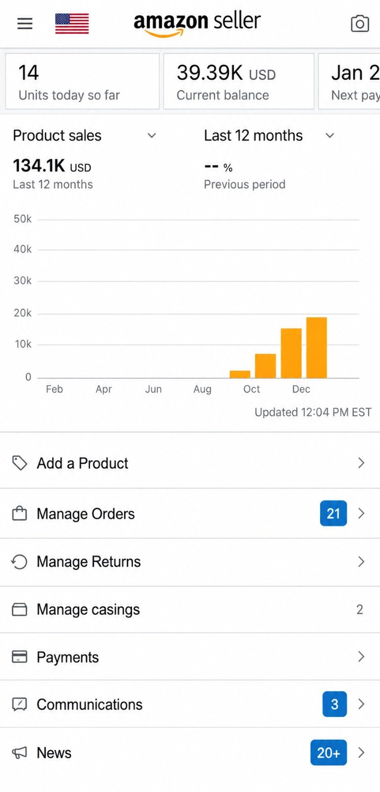 Client Amazon Seller dashboard screenshot 10